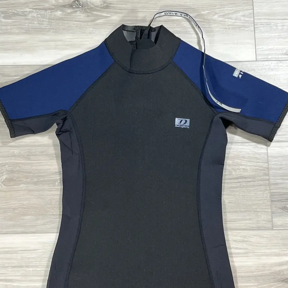 Dark Lightning Wetsuit Youth Size 12 Black Blue Back Zip New